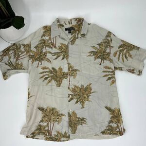 Tori Richard VIntage Hawaiian Aloha Shirt Coconut Palm Tropical Foliage Large